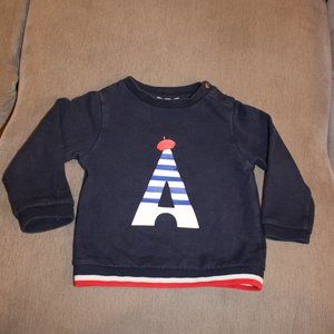 Jacadi Navy Blue  Eiffel Tower Comfy Sweatshirt Top size 24Months